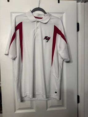 NFL White and Red Men's Polo with Team Crest